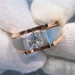 Jorrio Handmade Two-Tone Classic Round Solitaire Moissanite Men’s Ring