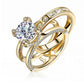 Jorrio handmade gold round cut vintage 2 pcs sterling silver bridal ring set