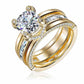 Jorrio handmade gold round cut vintage 2 pcs sterling silver bridal ring set