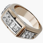 Jorrio Handmade Modern Two-Tone Emerald Cut Channel Set Men's Ring