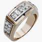 Jorrio Handmade Modern Two-Tone Emerald Cut Channel Set Men's Ring