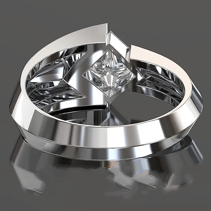 Jorrio Handmade Princess-cut Architectural Statement Men's Ring