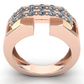 Jorrio handmade 1ct rose gold double row round pavé statement ring