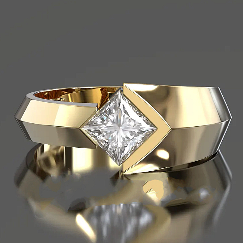 Jorrio Handmade Princess-cut Architectural Statement Men's Ring