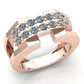 Jorrio handmade 1ct rose gold double row round pavé statement ring