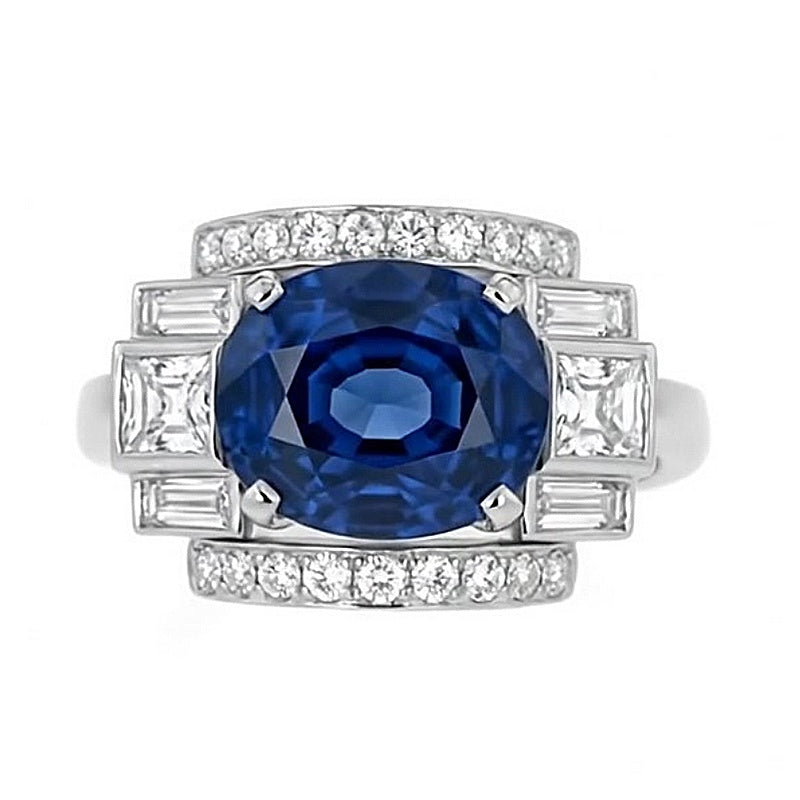 Jorrio Handmade Luxury Sapphire Oval CZ Vintage Men's Ring