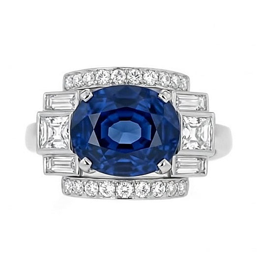 Jorrio Handmade Luxury Sapphire Oval CZ Vintage Men's Ring