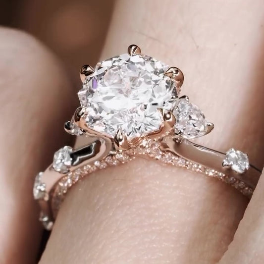 Jorrio round cut six claw moissanite delicate sterling silver ring