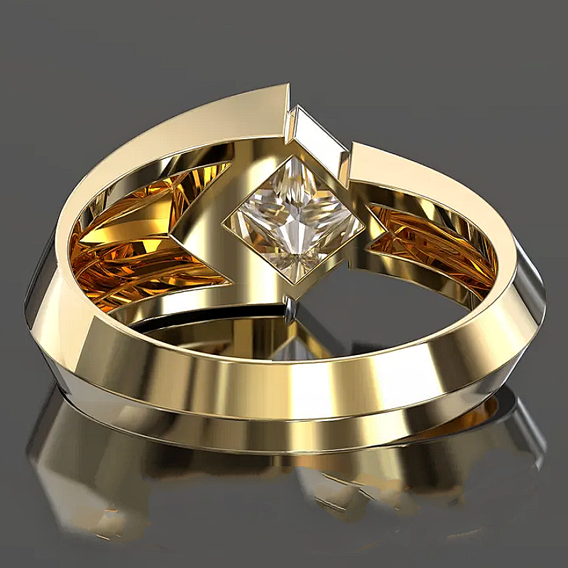 Jorrio Handmade Princess-cut Architectural Statement Men's Ring