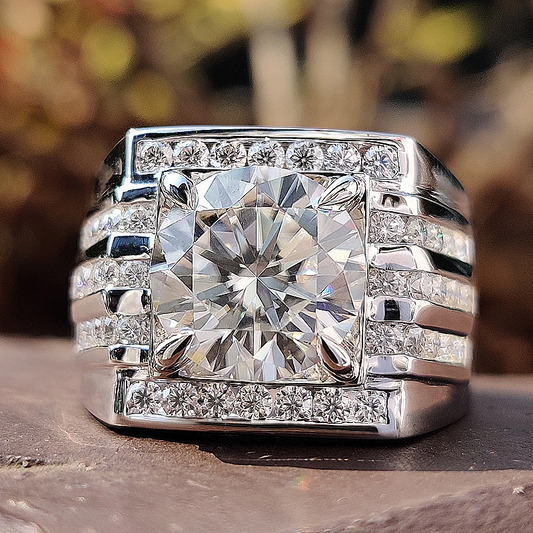 Jorrio Handmade 4.77ct Round Brilliant Cut Trio Channel Set Unique Men's Engagement Ring