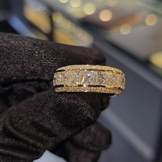 Jorrio handmade vintage princess cut gold-color sterling silver ring
