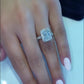 Jorrio handmade 3.5ct radiant cut halo vintage sterling silver wedding ring set
