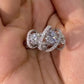 Jorrio handmade round cut triple-stone crisscross pavé halo sterling silver ring