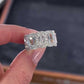 Jorrio emerald cut halo dazzling sterling silver ring