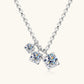 Jorrio handmade 0.9ct round cut glamorous three-stone moissanite sterling silver necklace