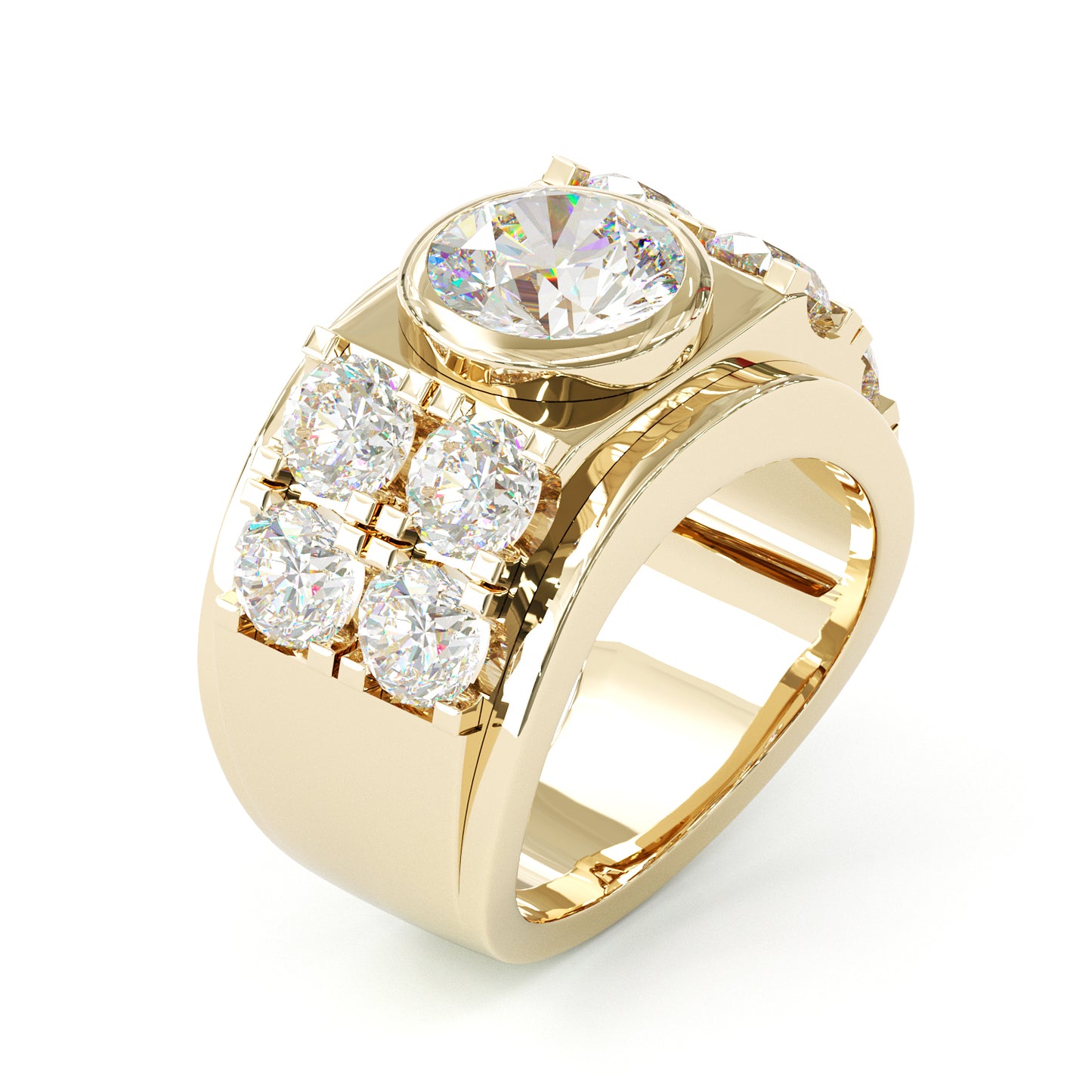 Jorrio handmade imperial round cut pavé statement men's ring