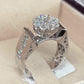Jorrio handmade 3ct round cut arm engraved sterling silver ring