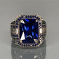 Jorrio handmade vintage-style radiant cut blue sapphire men’s ring