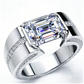 Jorrio Handmade Precision-set 3ct Emerald-cut Statement Men's Band Ring