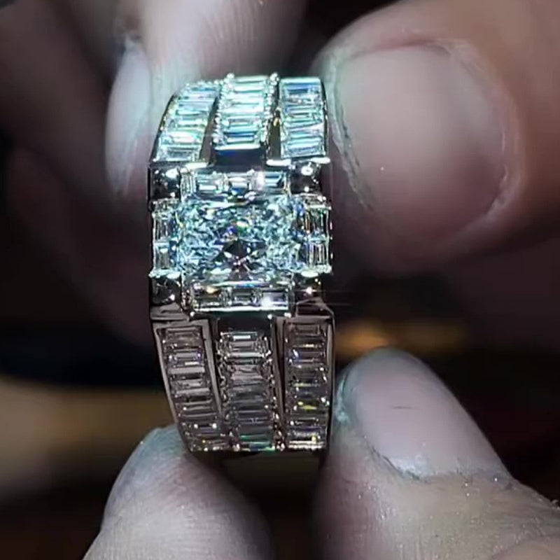 Jorrio Handmade Iced Out Moissanite Men's Luxury Statement Ring