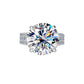 Jorrio handmade 10ct brilliant round cut moissanite solitaire sterling silver ring