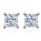 Jorrio four prongs princess cut created diamond sterling silver earrings