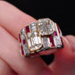 Jorrio Handmade Ruby Emerald&Radiant Cut Glamorous Ring