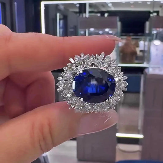 Jorrio handmade 6.75ct sapphire oval cut engagement ring