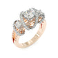Jorrio handmade round cut triple-stone crisscross pavé halo moissanite ring