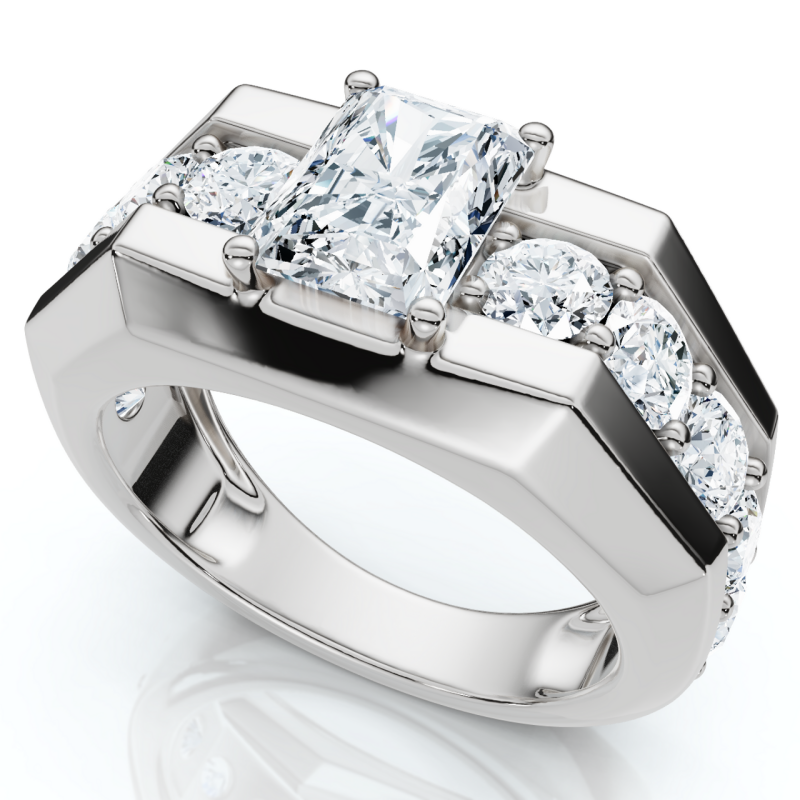 Jorrio handmade 6.5ct radiant cut majestic & luxury men's statement ring