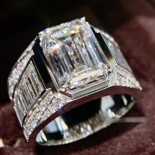 Jorrio handmade luxury & bold emerald cut masterpiece men's bling ring