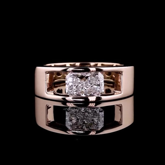 Jorrio handmade bold radiant cut moissanite statement sterling silver ring