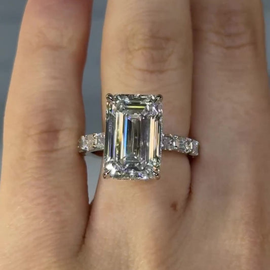 Jorrio emerald cut trendy delicate sterling silver ring
