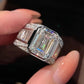 Jorrio handmade luxury & bold emerald cut masterpiece men's bling ring