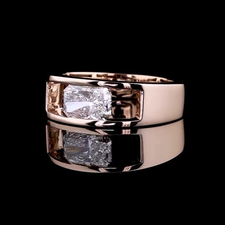 Jorrio handmade bold radiant cut moissanite statement sterling silver ring