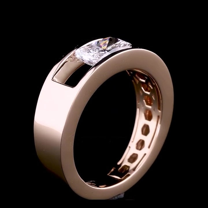 Jorrio handmade bold radiant cut moissanite statement sterling silver ring