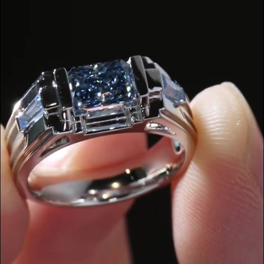 Jorrio handmade 2ct cold-tone mech style statement sterling silver men's ring