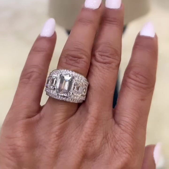 Jorrio emerald cut eternity sterling silver ring