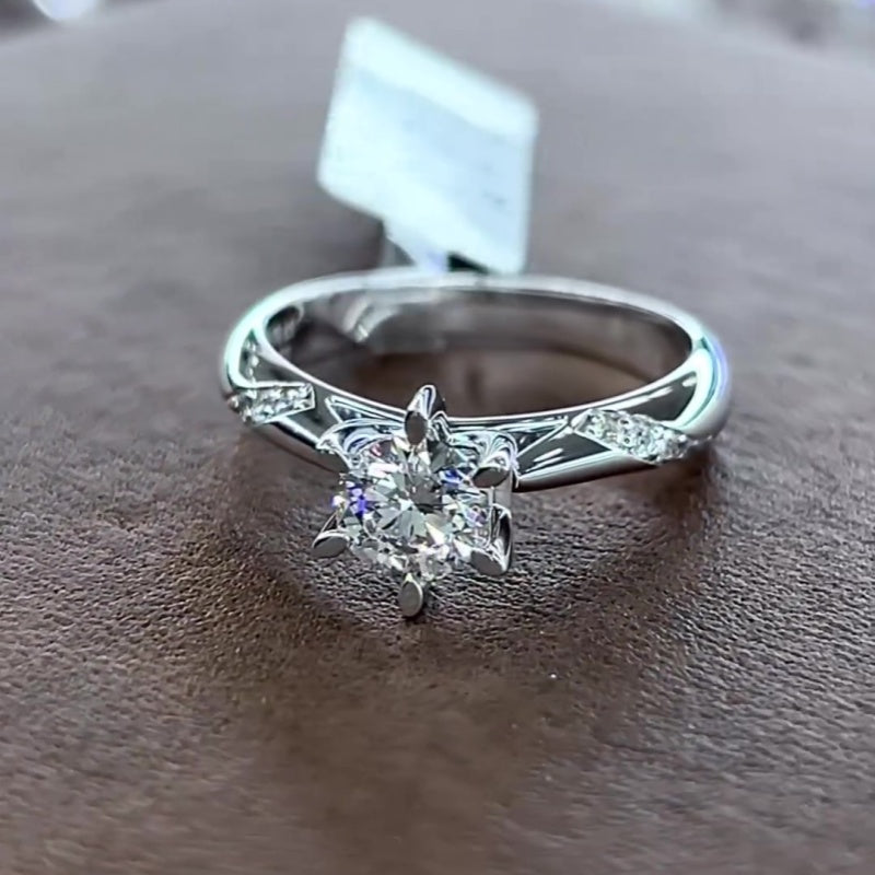 Jorrio 1ct round cut moissanite sterling silver ring