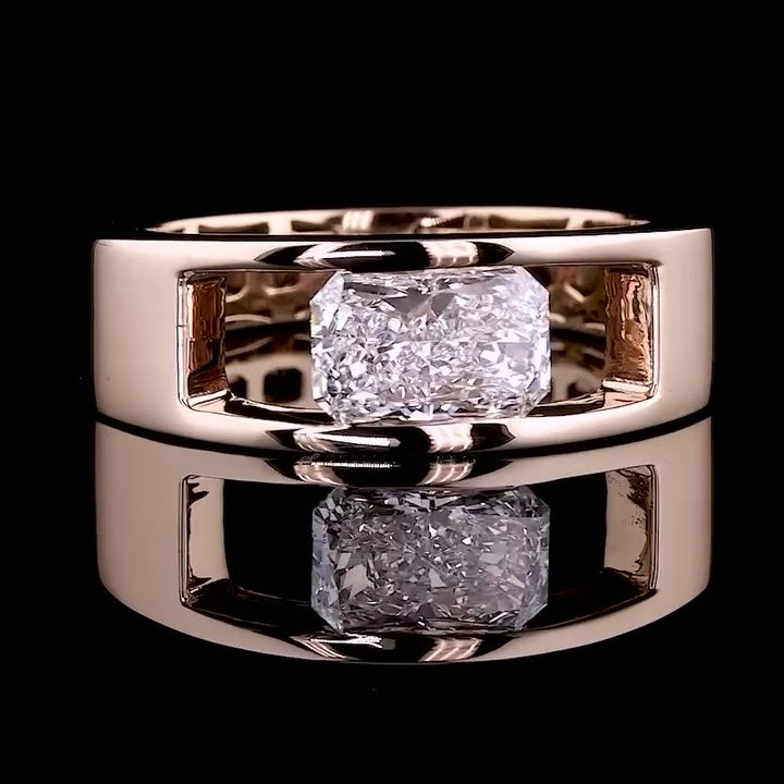 Jorrio handmade bold radiant cut moissanite statement sterling silver ring