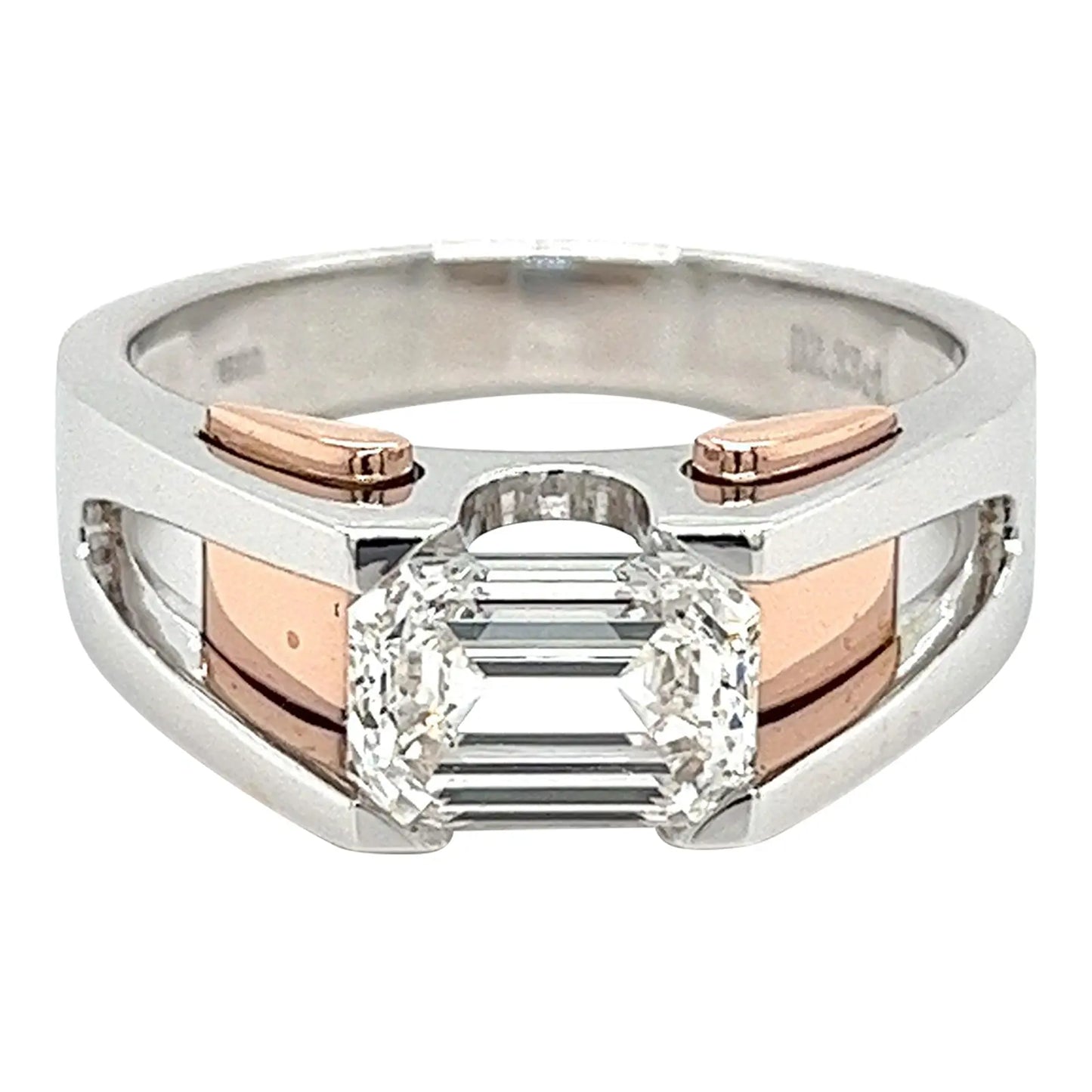 Jorrio Handmade 2.8CT Emerald Cut Moissanite Two-tone Men's Ring