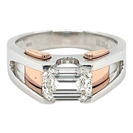 Jorrio Handmade 2.8CT Emerald Cut Moissanite Two-tone Men's Ring