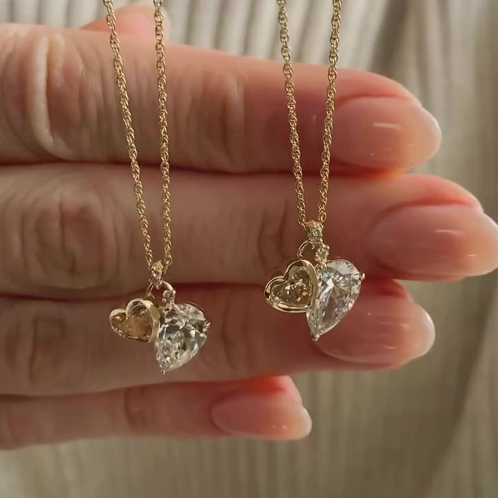 Jorrio delicate pear&heart cut sterling silver necklace