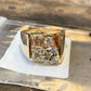 Jorrio Handmade Vintage Round and Emerald Cut Men's Wide Band Ring
