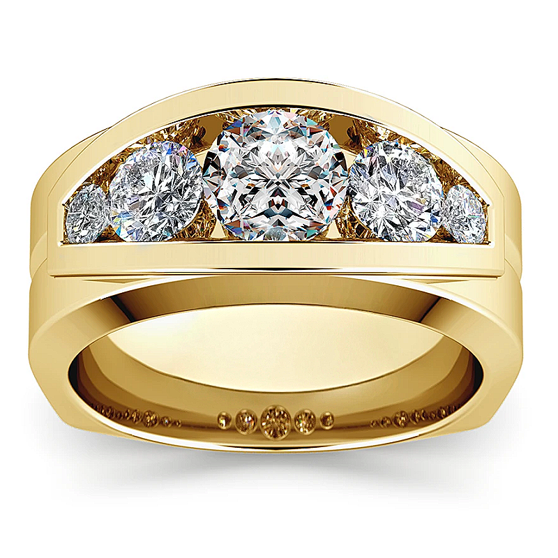 Jorrio handmade timeless gold round cut D-color moissanite men's ring