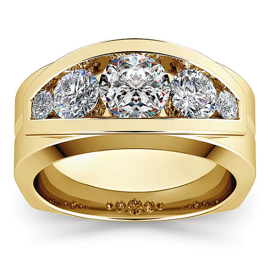 Jorrio handmade timeless gold round cut D-color moissanite men's ring