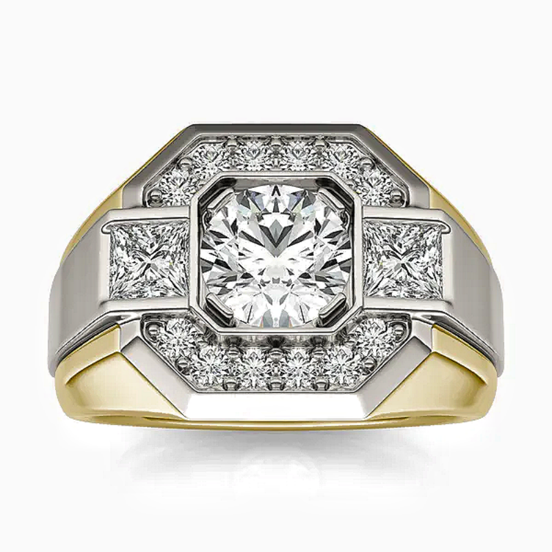 Jorrio handmade two-tone octagon halo tasteful men’s ring