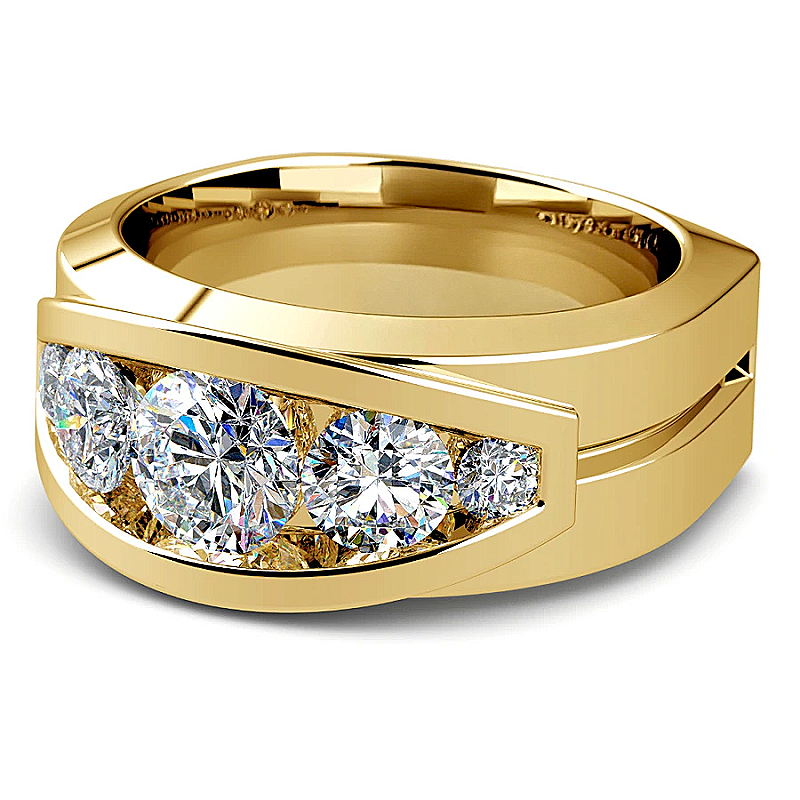 Jorrio handmade timeless gold round cut D-color moissanite men's ring