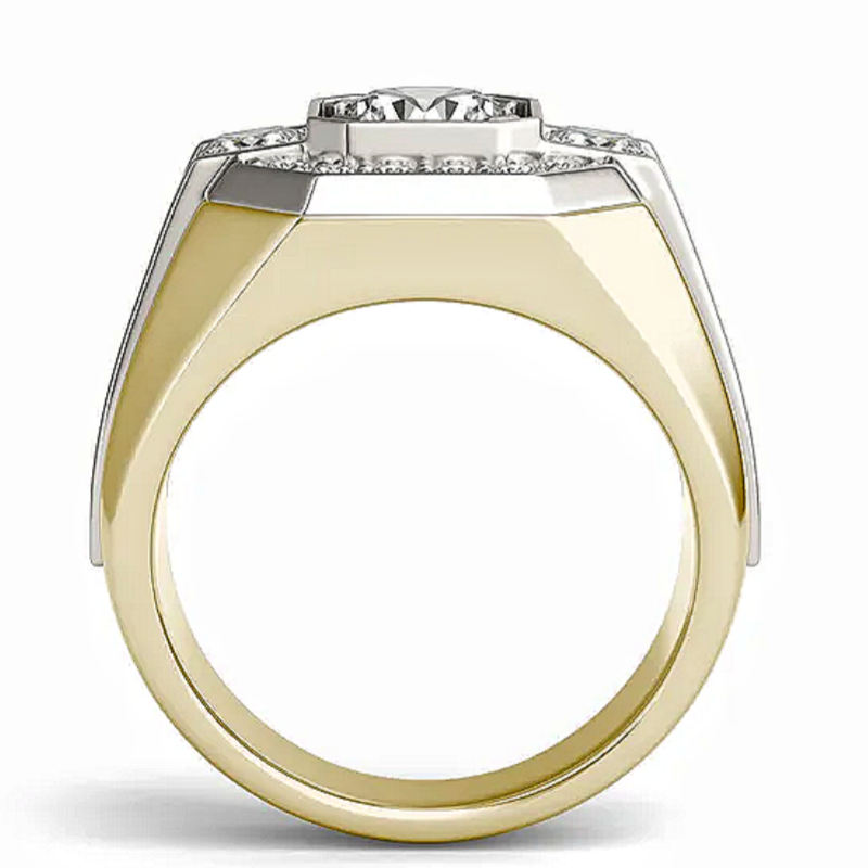 Jorrio handmade two-tone octagon halo tasteful men’s ring