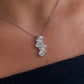 Jorrio handmade white sparkling asscher& round cut sterling silver necklace